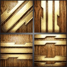 Vector wood and gold background set N24
