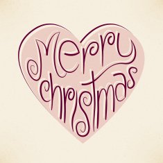 Vector christmas heart typography background