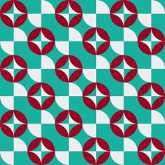 Seamless 60's inspired geometric curve and star pattern on paper