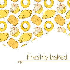 Vector illustration delicious pastries place for text N2