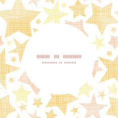 Golden stars textile textured frame circle pattern background N2