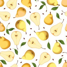 Seamless background with pears Vector illustration