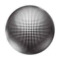 Three Dimensional sphere with checkered Halftone pattern