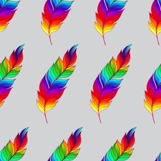 Seamless pattern with rainbow feathers
