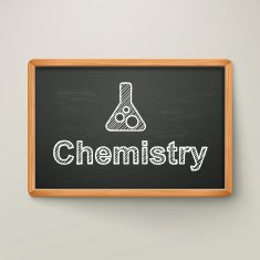 chemistry on blackboard in wooden frame N2