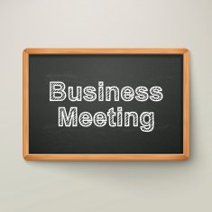 business meeting on blackboard in wooden frame N2
