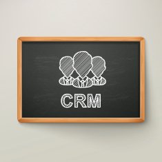 customer relationship management on blackboard in wooden frame N2