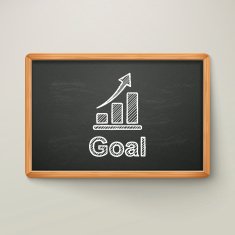 goal on blackboard in wooden frame N2