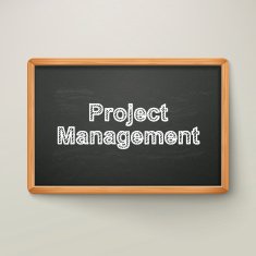 project management on blackboard in wooden frame N2