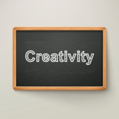 creativity on blackboard in wooden frame N2