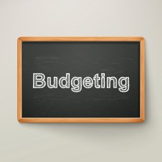 budgeting on blackboard in wooden frame N2