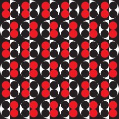 Seamless Red and Black Intersecting Vintage Dot Pattern N2