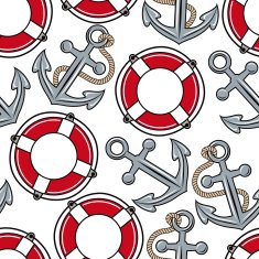 Anchors and life buoys marine seamless background N2