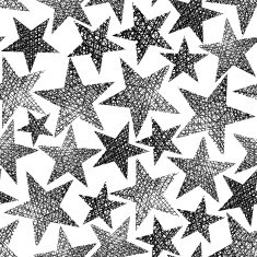 Stars seamless pattern vector black and white background