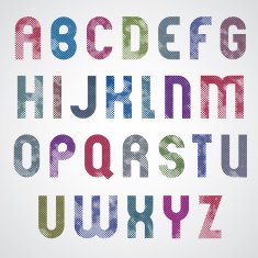 Halftone print dots textured font with rounded corners N2
