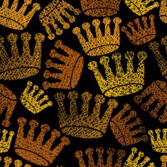 Golden crowns seamless pattern vector background with texture N2