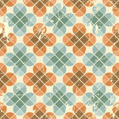 Vintage flower tiles with grunge texture seamless background
