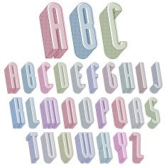 3d tall condensed font for headlines with lines textures