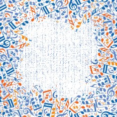 Musical notes frame with grunge texture