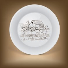 Decorative plate with image of farmhouse N2