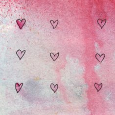 Hand drawn hearts with paint splatters and drips