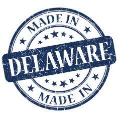 made in Delaware blue round grunge isolated stamp