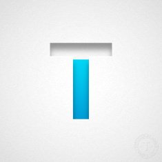 Alphabet T Design - Blue Letter on Watercolor Paper