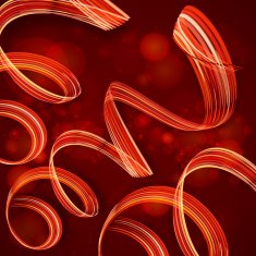 Red spiral ribbons abstract Christmas background