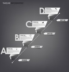Time line info graphic white folded paper N2