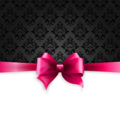 Invitation card with Pink holiday ribbon on vintage background N2
