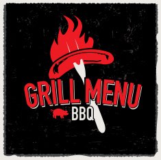 Grill Menu design template hot dog on fork