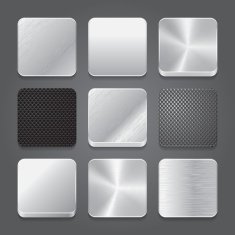 Vector set of metallic button icons