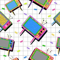 Retro vintage 80s tv seamless pattern background N2