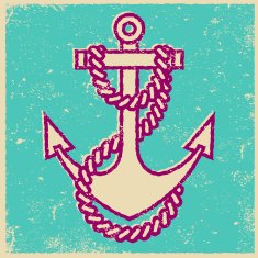 Retro Screen Print Tattoo Style Anchor