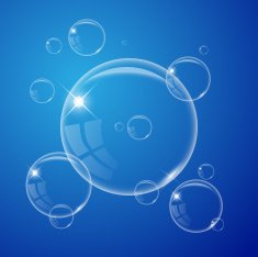 Transparent air bubble on the blue background vector