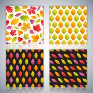 Four Seamless Patterns Set with Autumn Leaves N2
