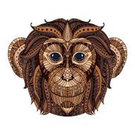 Monkey head stylized in zentangle style N2