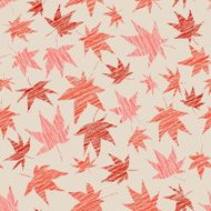 Fall background with scratched maple leaves Seamless pattern N2