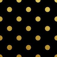Gold polka dot seamless pattern on black background