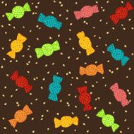 Seamless birthday pattern with colorful hand-drawn candies Vector illustration