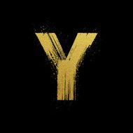 Gold glittering brush hand painted letter Y N2