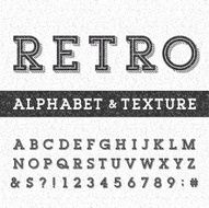 Retro alphabet vector font with distressed overlay texture