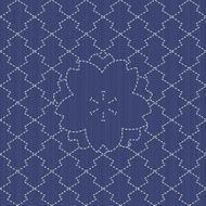 Sashiko motif - blooming cherry flowers and waves Seamless patt