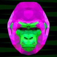 Abstract gorilla head Polygonal geometric triangle bright isolated portrait N2
