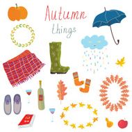 Autumn icons set funny design N2
