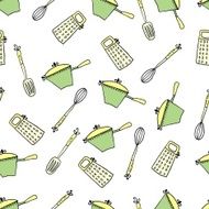 Seamless cute pattern with kitchen items