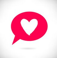 Drawn heart silhouette in red speech bubble N2