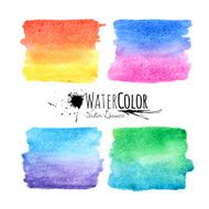 Watercolor textured paint stains colorful set