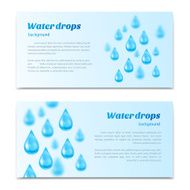 Water drops background Banners labels set mineral water spring water