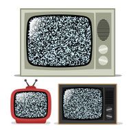 Three Retro TV Set With White Noise